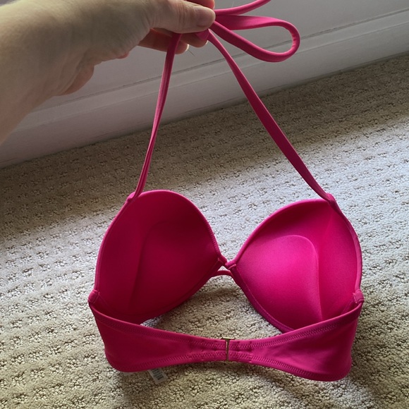 Victoria's Secret Swim Hot Pink Bombshell Push Up Triangle Halter Bikini … - Picture 5 of 9